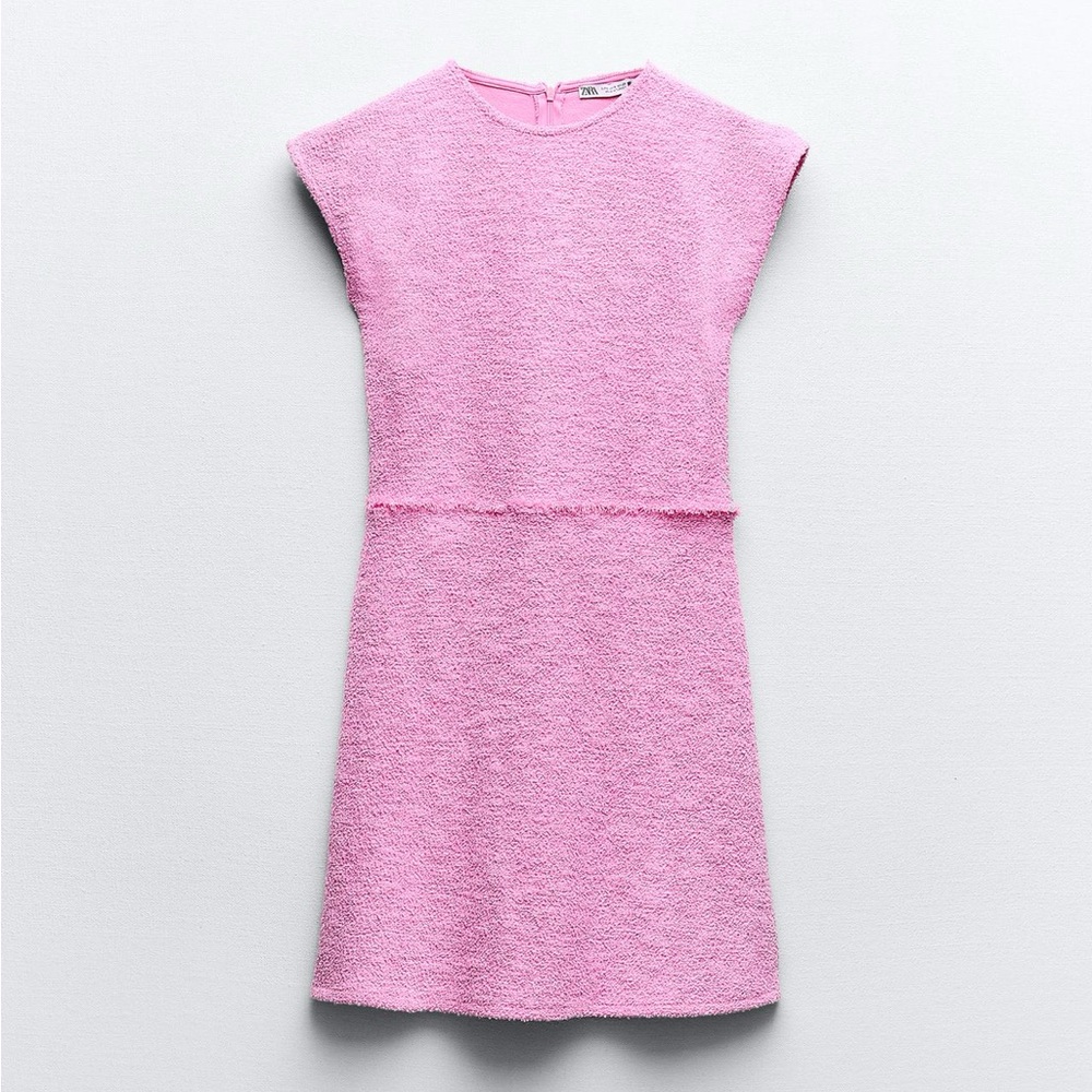 NEVER WORN Zara pink textured jaquard dress - M